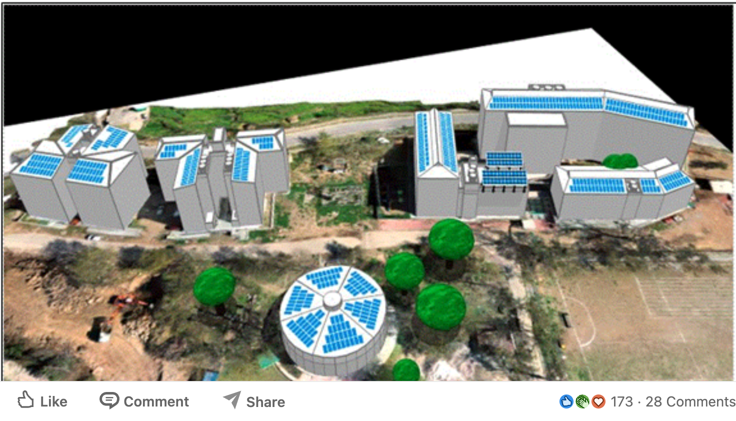 Fig 6: Amount of solar access on panels shown with different color coding